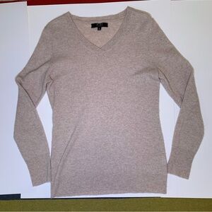 Alex Marie Women's Light Brown Cashmere V-Neck Sweater